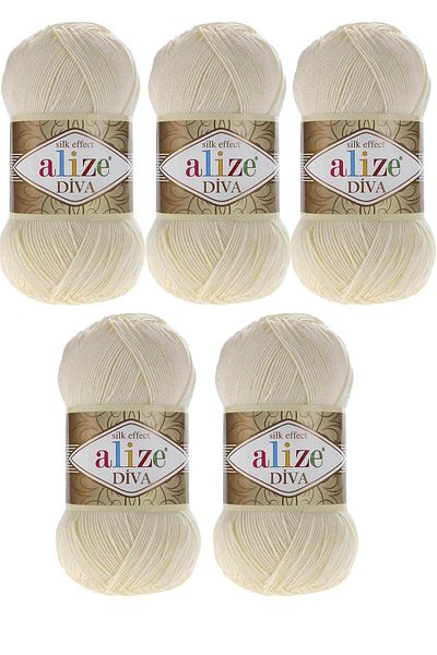 Alize Diva Λαμπερή Μερσερζέ Καλοκαιρινή Άνοιξη Νήμα Πλεξίματος Νο:01 (5 Τεμάχια)
