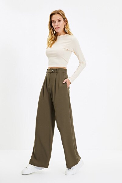 Trendyol Collection Pants - Khaki - Wide leg