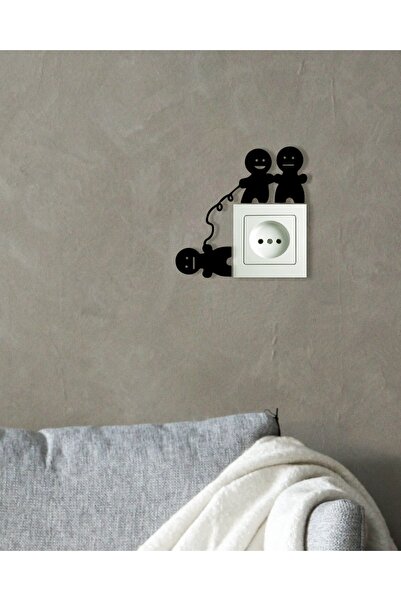 GEEG Dekoratif Siyah Kurabiye Adamlar Priz Süsü Lazer Kesim 3mm Mdf Sticker