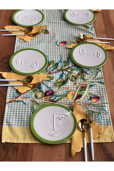 MeGgDecor Face Sweet Plate Green