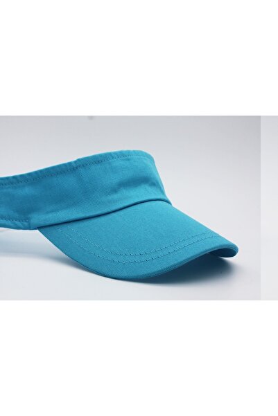 şapkadan Unisex Uv Koruyucu Vizör Kasket Siperlik Tenis Şapka Bebe Mavi