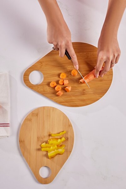 Çavdar Group Bamboo Antibacterial 2-Piece Pear Cutting Board Cut Board