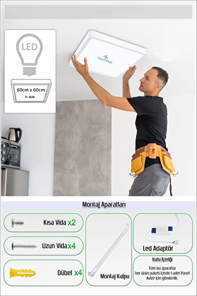 Gökyüzü Panel Salon-avize-60x60-54w-led-armatür-oturma-odası-aydınlatma-spor-avize-modelleri-new Home Chandelier