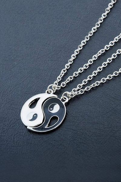 The Collection 2 Pieces Ying Yang Balance Chain Necklace Lover Friendship Best Friends Necklace
