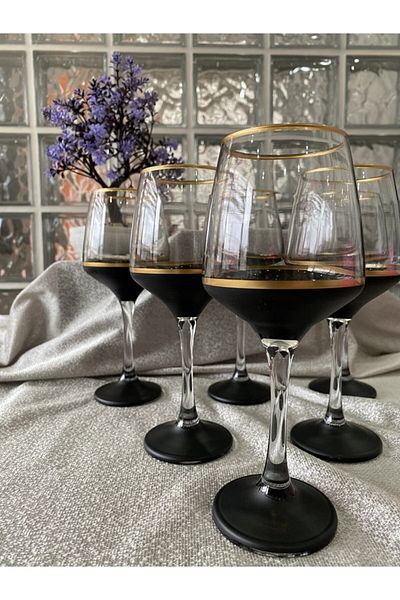 Paşabahçe -lav P H Panayır Home Hand Decorated Glass Water Glass Set for 6 People Goblet Set