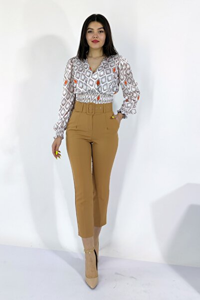 MissVina Y-3553 Y Kaplama Kemerli Pantolon