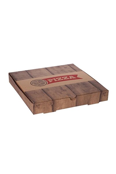 Kuzeykutu Ahşap Baskılı Pizza Kutusu 30 cm 30x30x4 cm - 100 Adet