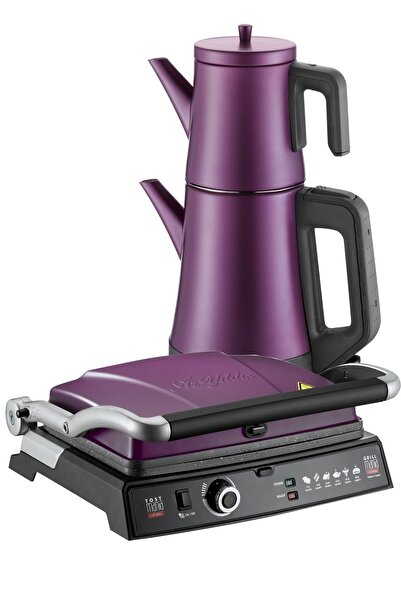 ARYILDIZ HOME Purple Çay Makinesi + Purple Düküm Granit Tost Makinesi
