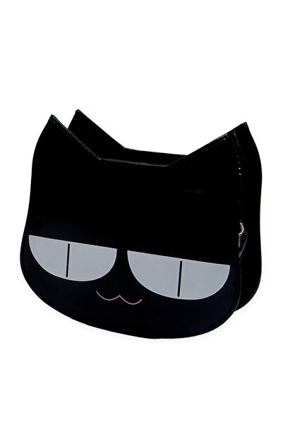 Bay Şapkacı - Kız Çocuk Kedili Çanta 1842 Siyah