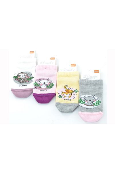 Ekinoks 4-Piece Tylra Koala Patterned Girl's Booties Socks