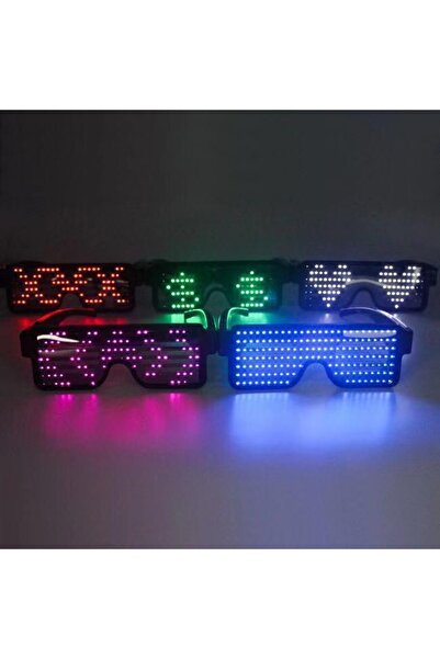 Doppler Mavi Led Işıklı Şarjlı Parti Gözlüğü Kablosuz Yılbaşı Düğün Eğlence Hj-lrg01