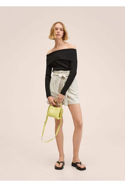 MANGO Woman Paperbag Denim Shorts