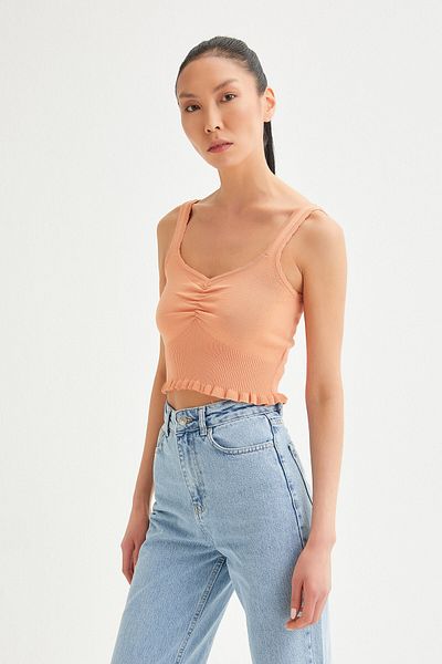 Açelya Okcu Mercerized Bustier with Openwork Edge