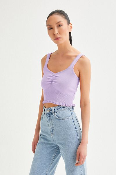 Açelya Okcu Mercerized Bustier with Openwork Edge