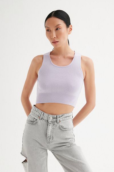 Açelya Okcu Zero Sleeve Crop Knitwear Blouse