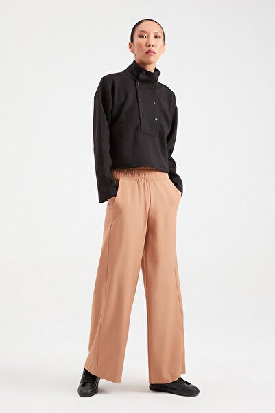 Açelya Okcu High Waist Palazzo Fabric Trousers