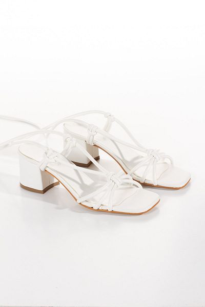 irmona Cleopatra Women's White Laced Heeled Low Heel Sandals