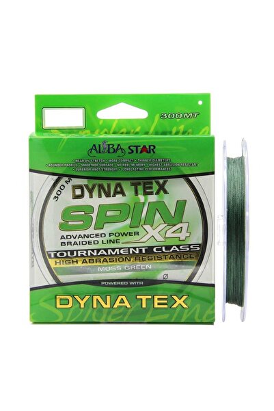 Albastar Dyna Tex Fiber Spin X4 Tournament Moss Green Fishing Line 300mt 0.20 مم
