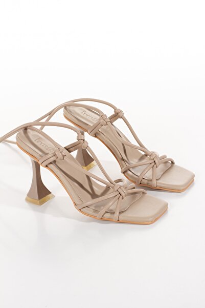 irmona صندل كليو مينك بكعب مزين بالدانتيل