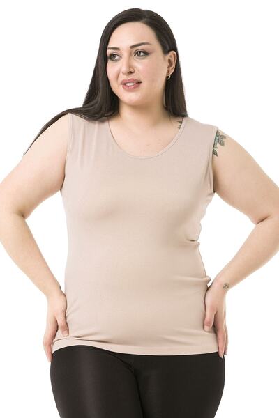 DISENTIS MODEST Large Size Round Neck Thick Strap Viscose Mink Bodysuit