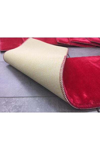 Bonny Home Comfort Bordo (1 ADET) Peluş Merdiven Halısı Kaymaz Deri Tabanlı Basamak Paspası