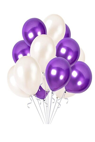 Parti dolabı 25 Metallic Pearlescent Purple, White Mixed Balloons Flying with...