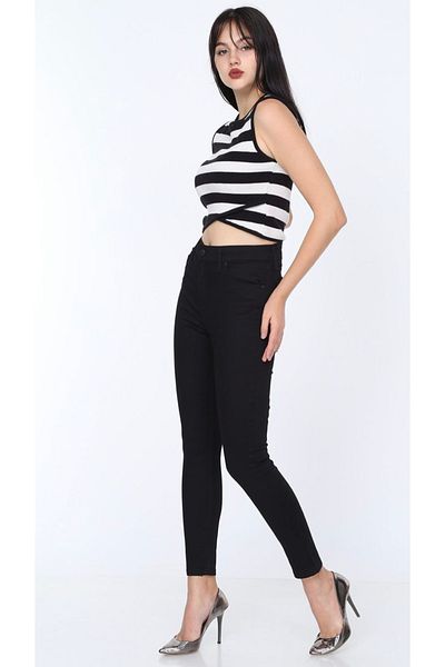 HACKER DENIM Non-Fading Black High Waist Skinny Jeans