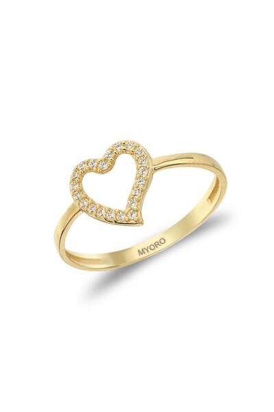 myorogold 14 Ayar Altın Kalpli Yüzük