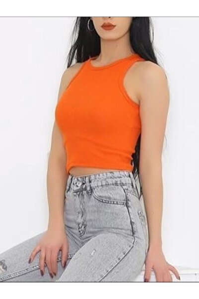 modaistanbul avm Crop Triko Bluz Bisiklet Yaka