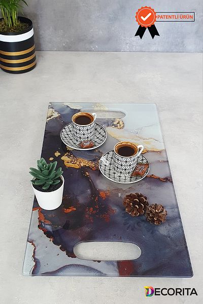 Decorita Glass Tray| Stark Marble 29cm X 52cm