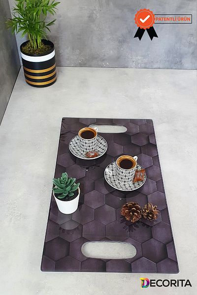 Decorita Glass Tray Honeycomb Pattern 29cm X 52cm