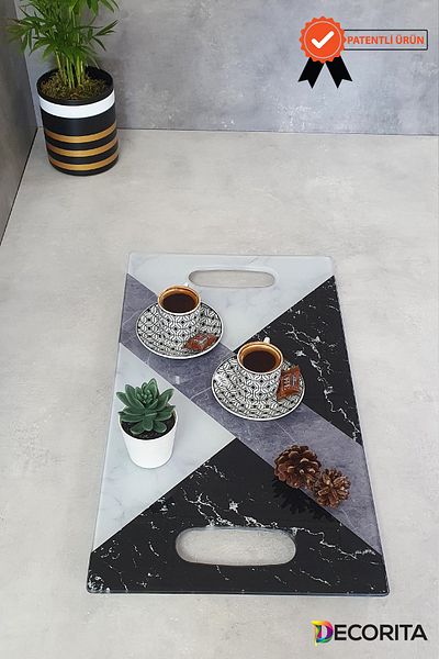 Decorita Glass Tray| Hybrid Marble Pattern| 29cm X 52cm