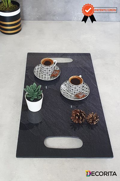 Decorita Glass Tray| Black Rock| 29cm X 52cm