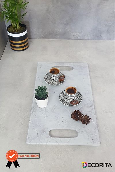 Decorita Glass Tray|Stone Look| 29cm X 52cm