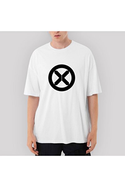 Z zepplin Tricou alb supradimensionat cu logo X-men