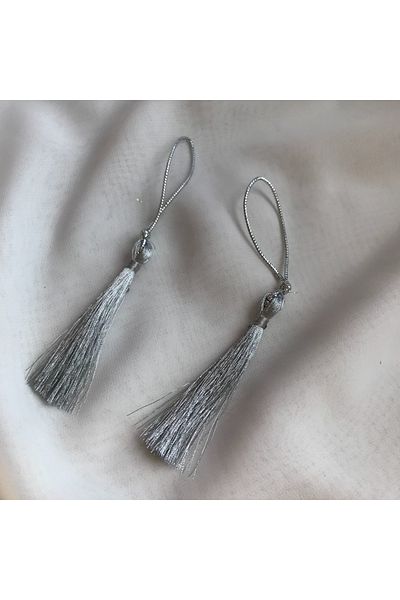 Bukle İplik 7 cm Bright Glitter Bright Silver Single Tassel (1 Piece)