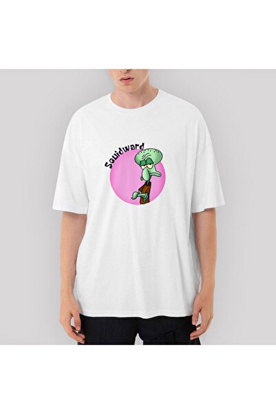 Z zepplin تي شيرت أبيض كبير الحجم من سبونج بوب سكويدوارد