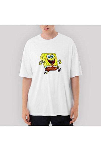 Z zepplin Tricou alb supradimensionat Spongebob Happy