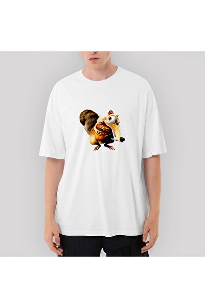 Z zepplin Tricou alb supradimensionat Ice Age Squierl And Acorn