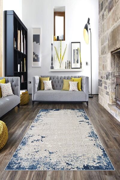 Latibule Gri Kum Desenli Yıkanabilir Kaymaz Taban Leke Tutmaz Modern Salon Halısı Ve Yolluk