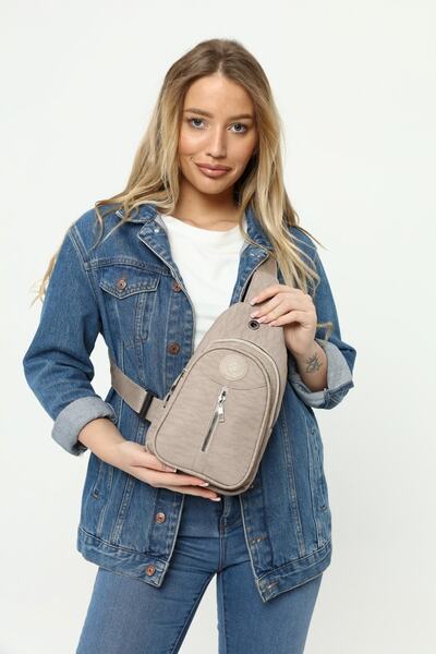 Luvenis Geantă pentru piept și umăr pentru femei Crinkle Body Bag Cross Mink