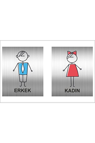 ORANLI PROMOSYON Wc Tuvalet Tabelası Kapı Ve Duvar Yönlendirme Levhası 10x12 Cm 2 Ayrı Metal Levha