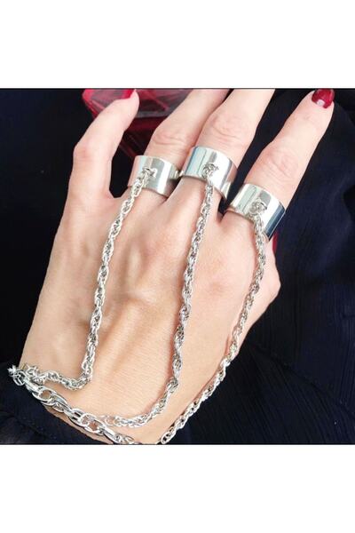 oldskoolbutik Set of 3 Adjustable Rings with Bracelets