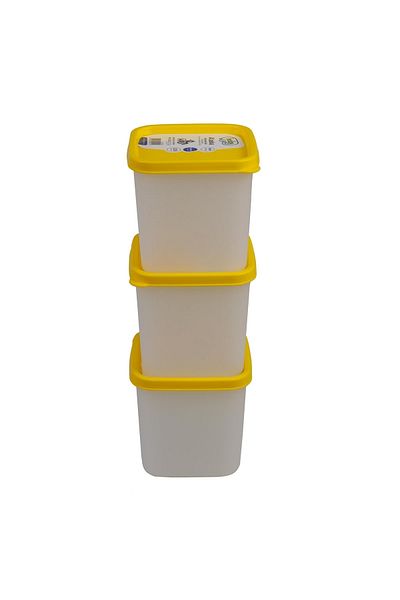 HOBBY LİFE Alaska Nofrost Storage Container 0.38 Liter 3-Piece Yellow