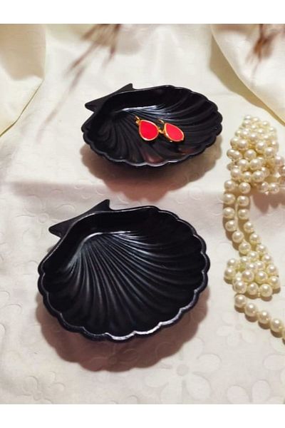 E.M.S AVM Πιάτο κοσμημάτων Black Oyster - 2 τεμάχια, 10x10 cm, Διακοσμητικό και Organizer