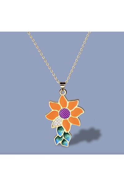 Takıtolia Glaze Flower El Yapımı Emaye 925 Ayar Gümüş 14 Altın Kaplı Hediye Ö...