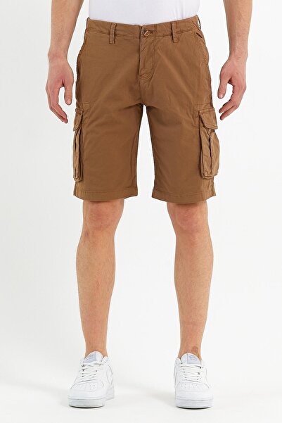 ENQUE Erkek Pamuklu Bermuda Kargo Çok Cepli Vizon Şort