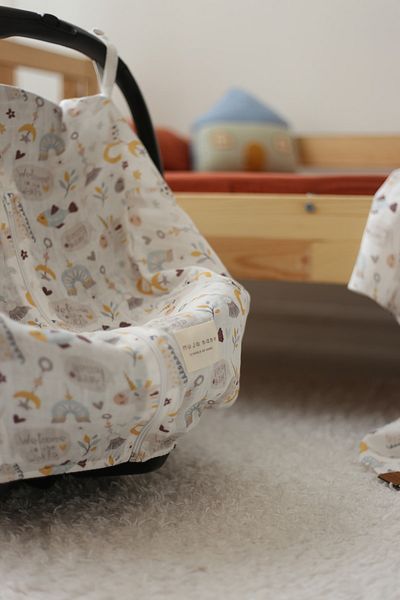 Mujo Baby&Kids غطاء عربة الأطفال من الموسلين بطبقة مزدوجة من مجموعة Hello Baby