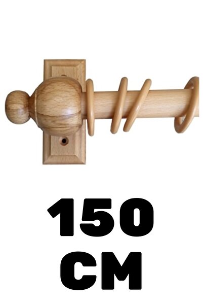 BBAWOODSHOP Ahşap Rustik  Perdelik  Perde Askısı  Tekli Askı  Açık Meşe  150 cm