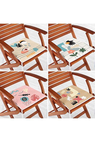 Realhomes 4'lü Minimal Tasarımlı Bohem Dijital Baskılı Fermuarlı Sandalye Min...